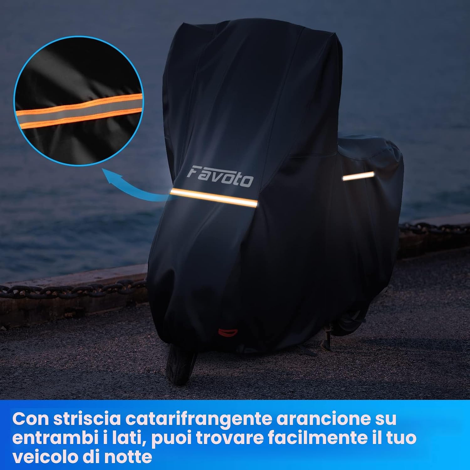 Thumbnail 6 de Favoto Telo Coprimoto 210D per Moto con Parabrezza Alto – Protezione completa 245x105x160 cm