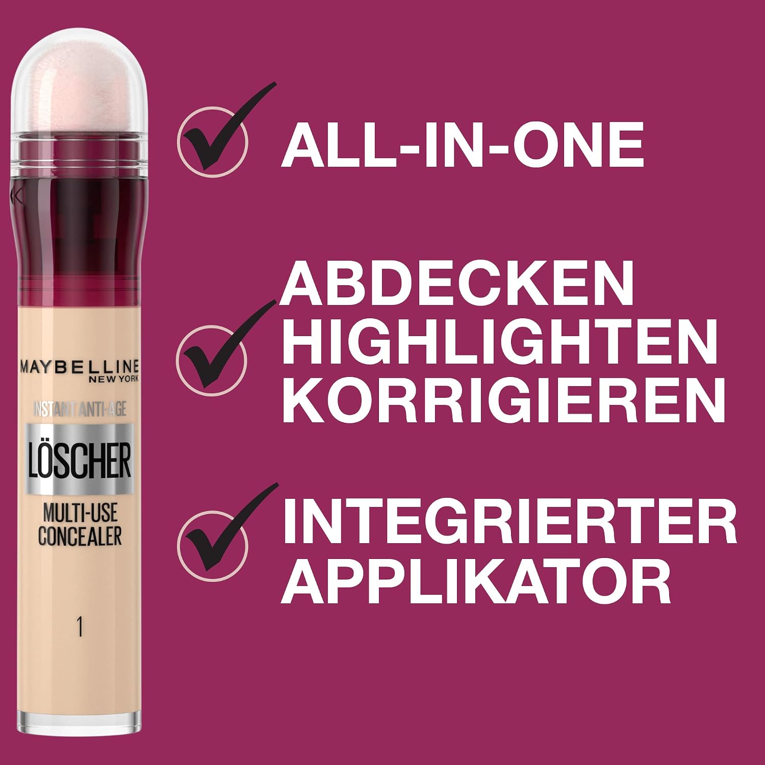 Thumbnail 6 de Maybelline New York Instant Anti-Age Effekt Löscher Concealer Nr. 95 Cool Ivory (6,8 ml) mit Mikro-Lösch-Applikator