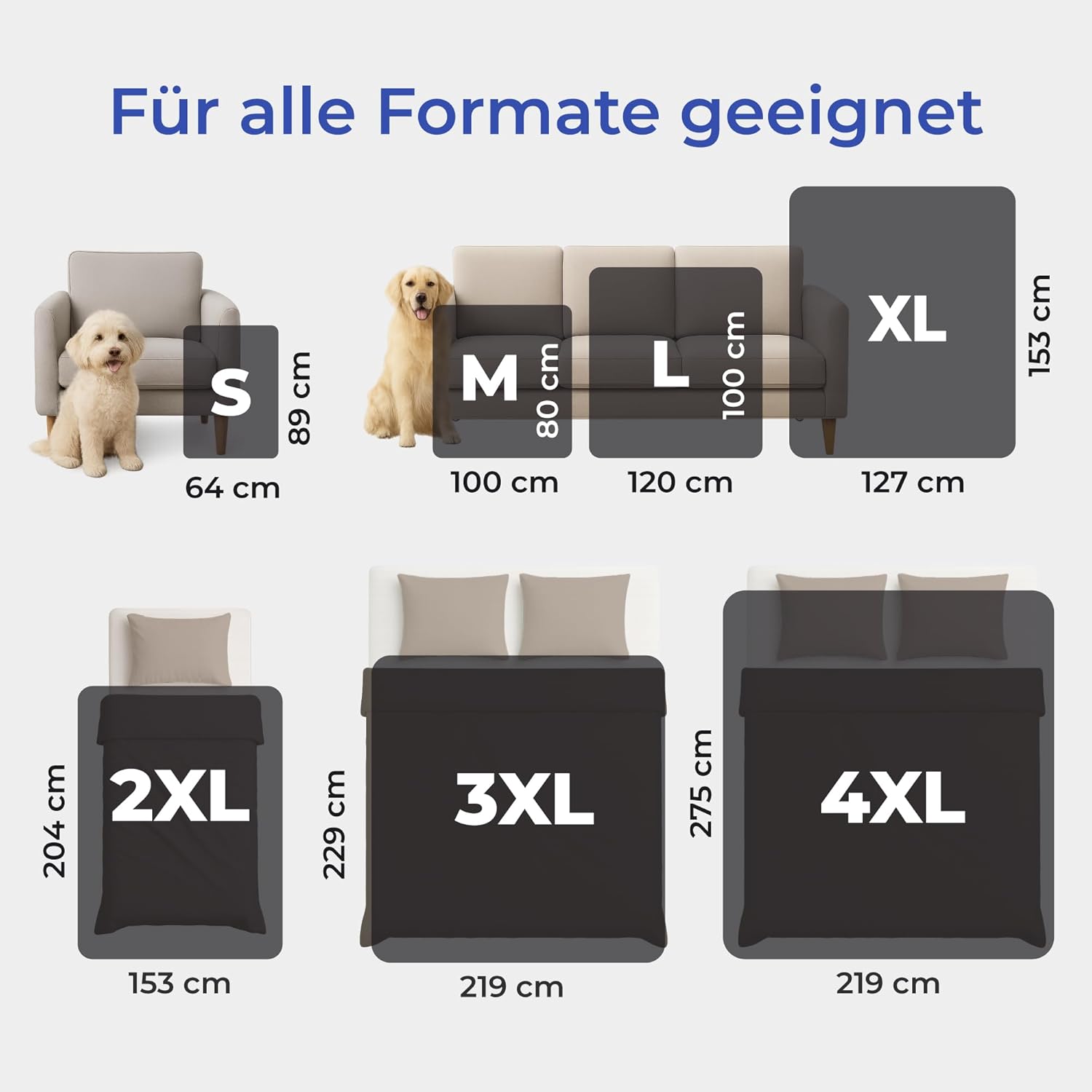 Detalle de Dreamzie wasserdichte Decke 100x120 cm – Hundedecke für Sofa und Bett, reversibel, Sherpa-Fleece, waschbar in Dunkelgrau
