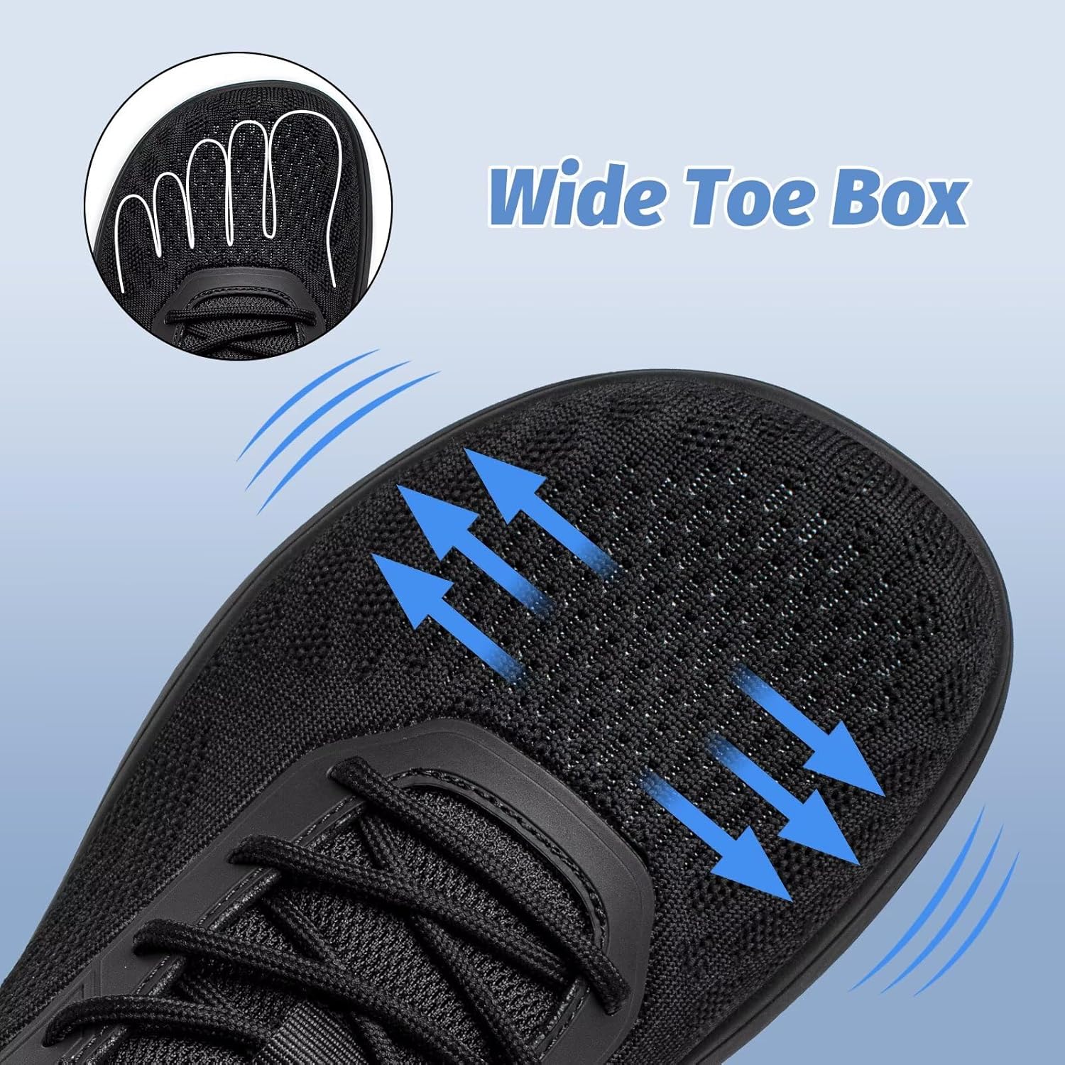 Detalle de HOBIBEAR Unisex Wide Toe Minimalist Barefoot Shoes for Trail Running