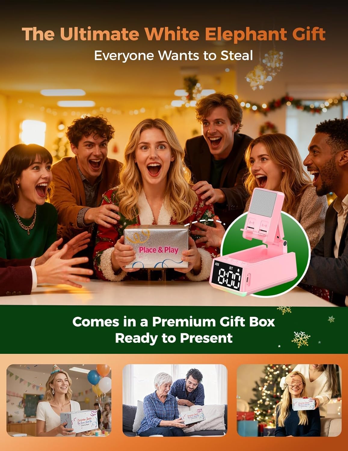 Thumbnail 1 de BBL Gift for Men & Women: Portable Induction Speaker with Stand, Clock and No-Bluetooth Instant Sound