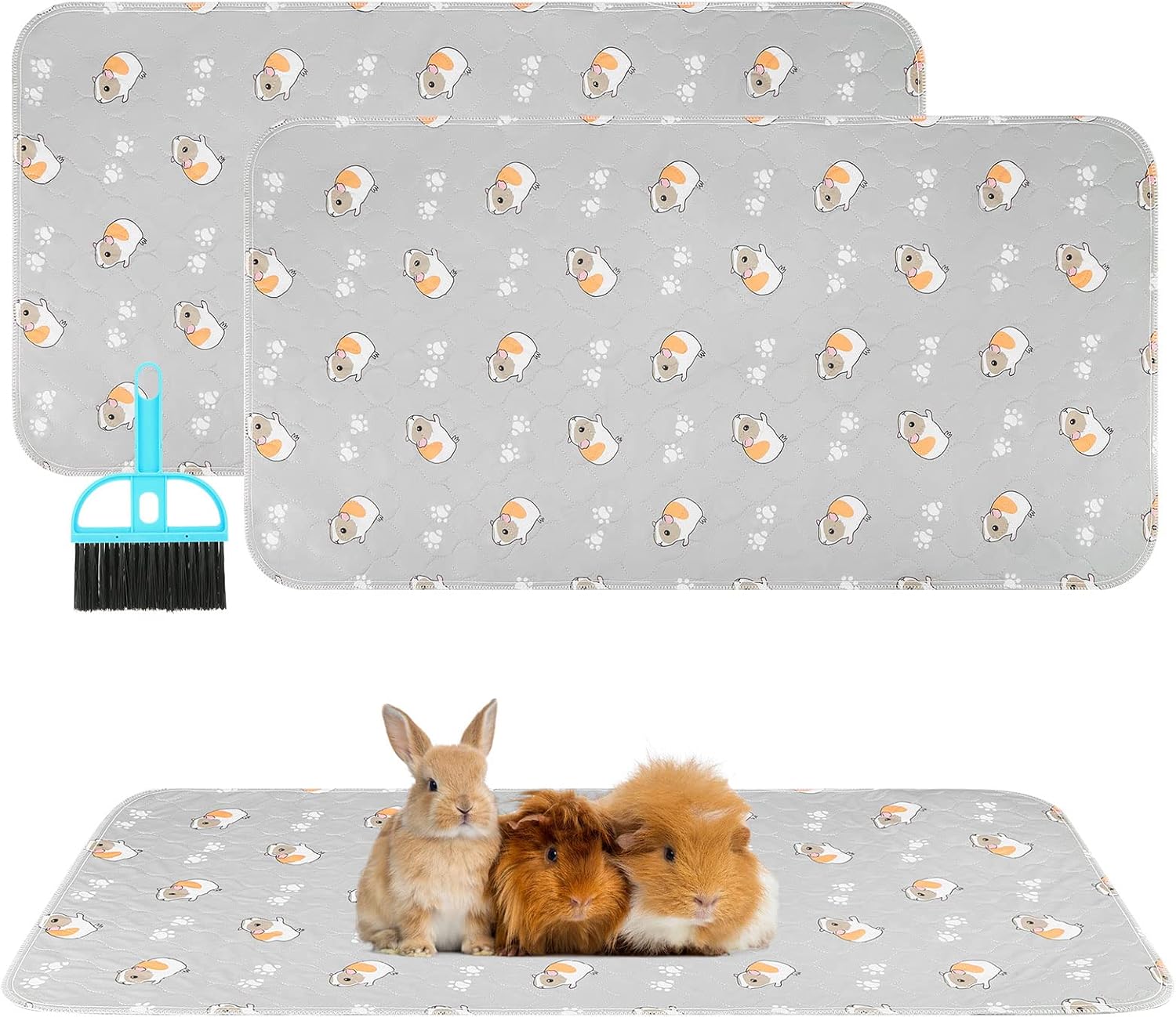 Detalle de Scenereal Guinea Pig Cage Liner 2 Packs with Cleaning Brush – Reusable Washable Pee Pads for Small Animals