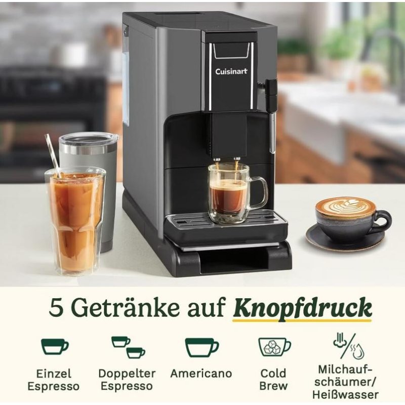 Detalle de Cafetera Espresso Superautomática Cuisinart EM550E 1,5 L: análisis y uso práctico