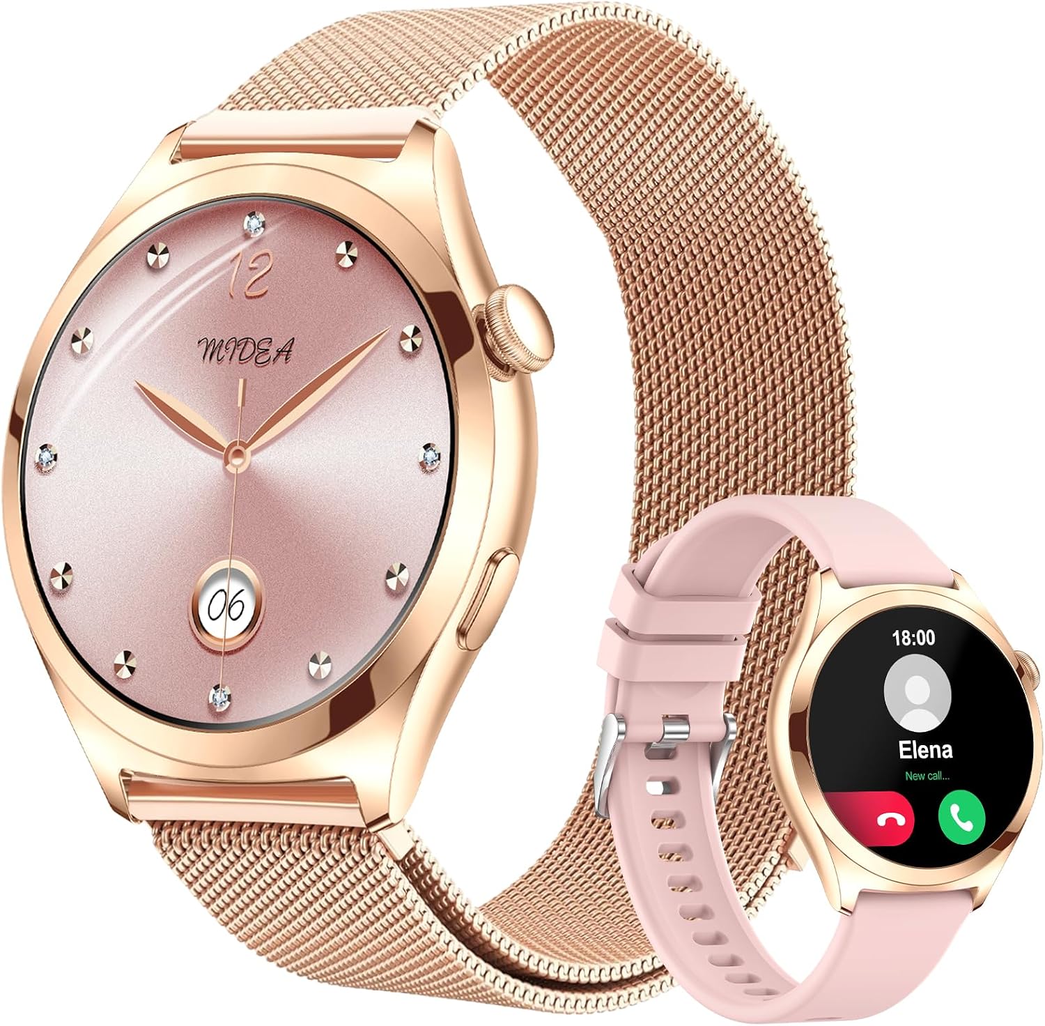 Detalle de Fitonme Smart Watches for Women (Rose Gold) with Bluetooth Calling, 1.27″ HD Curved Display