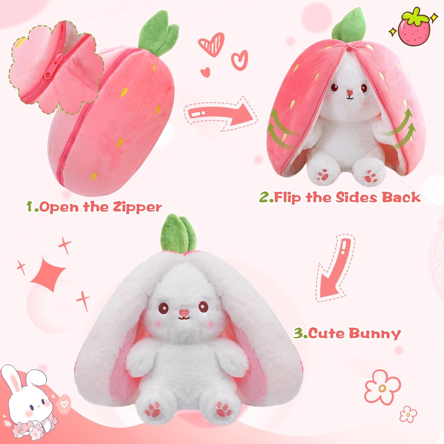 Thumbnail 1 de MIAODAM Bunny Stuffed 7 inch reversible plush 🐰