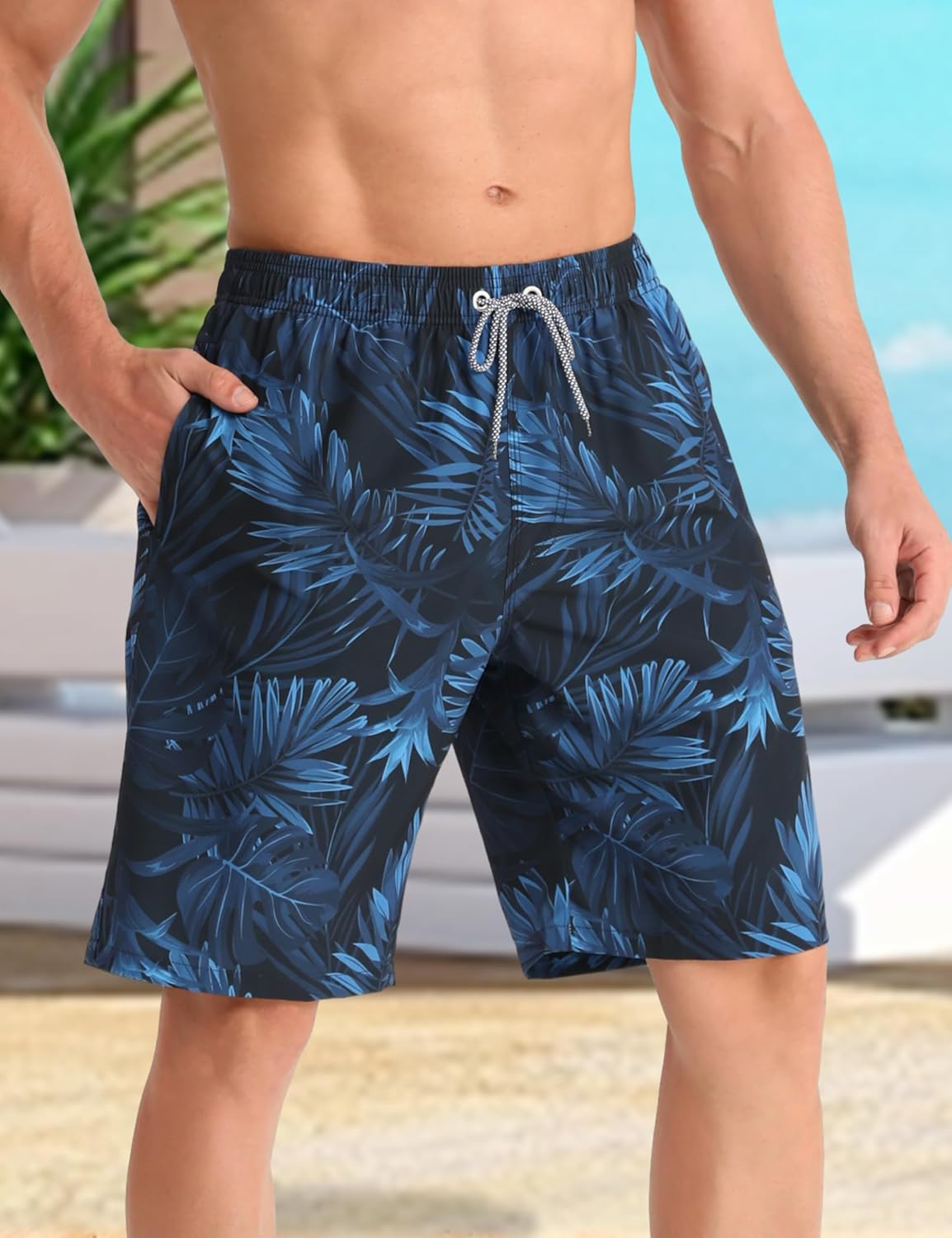 Thumbnail 1 de APTRO Herren Badehose Lang: schnelltrocknende Boardshorts mit Innenslip und 3 Taschen