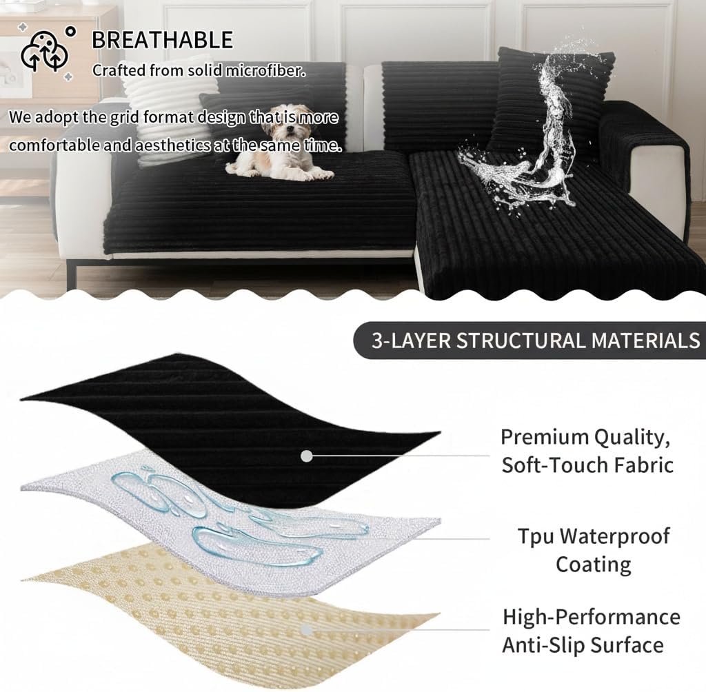 Detalle 2 de ELEOPTION Sectional Sofa Covers, Flannel