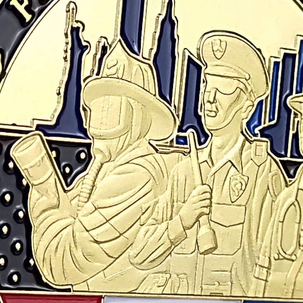 Detalle 2 de Rumkou First Responders Challenge Coin, American EMS, Police & Firefighter Design