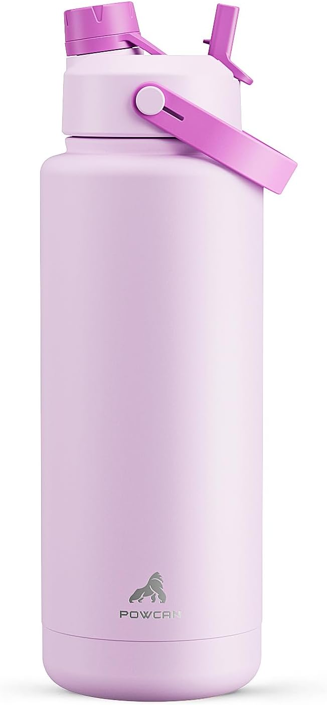 Detalle de POWCAN iwbc-40oz1p-LP isolerad vattenflaska, 40 oz, med 2-i-1-lock