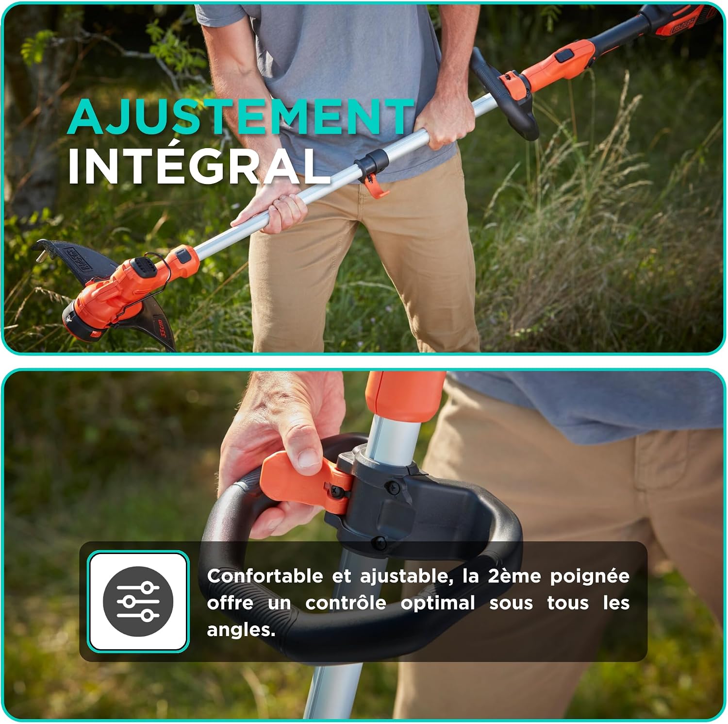 Detalle de BLACK+DECKER Coupe-Bordures sans Fil 36V BCSTA536L1-QW – Performance brushless et tête 180°