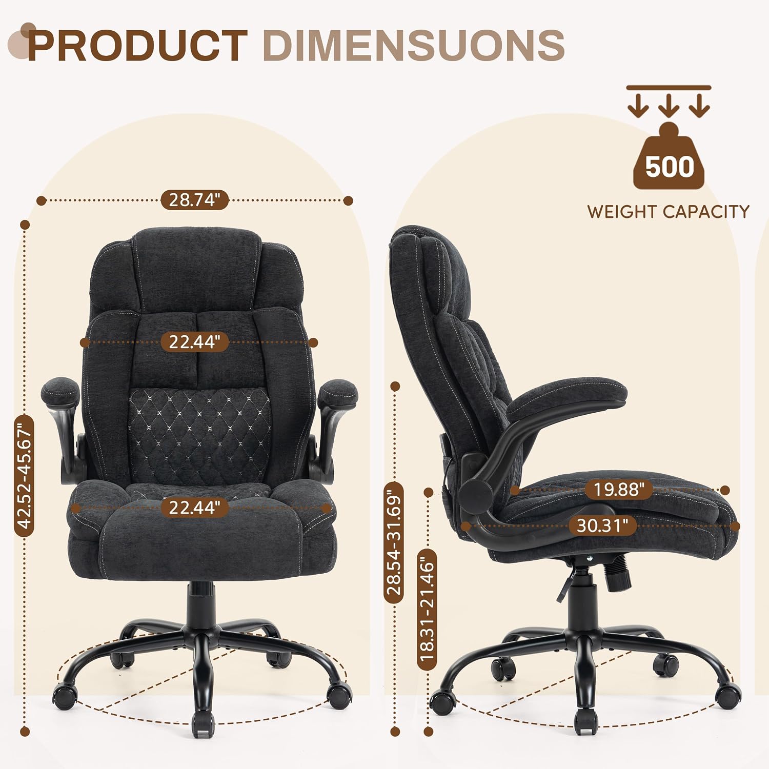Detalle 2 de BIGGARSIT Massage office chair Ergonomic Executive Chair with 4-Point Massage, Heat & 500-lb Capacity