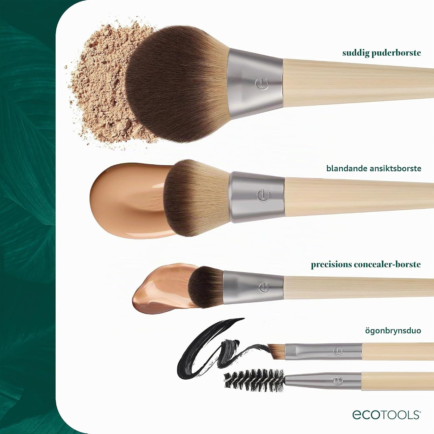 Detalle de EcoTools Blending Face Makeup Brush – tät foundationborste med syntetstrån