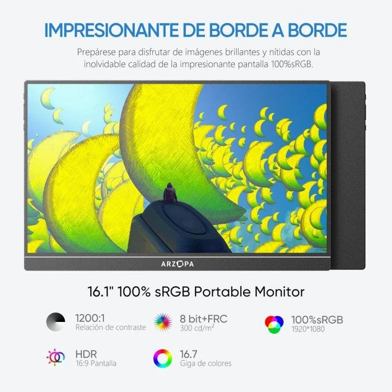 Detalle 2 de Monitor Arzopa Z1C 16,1" FullHD IPS portátil • USB-C y Mini HDMI