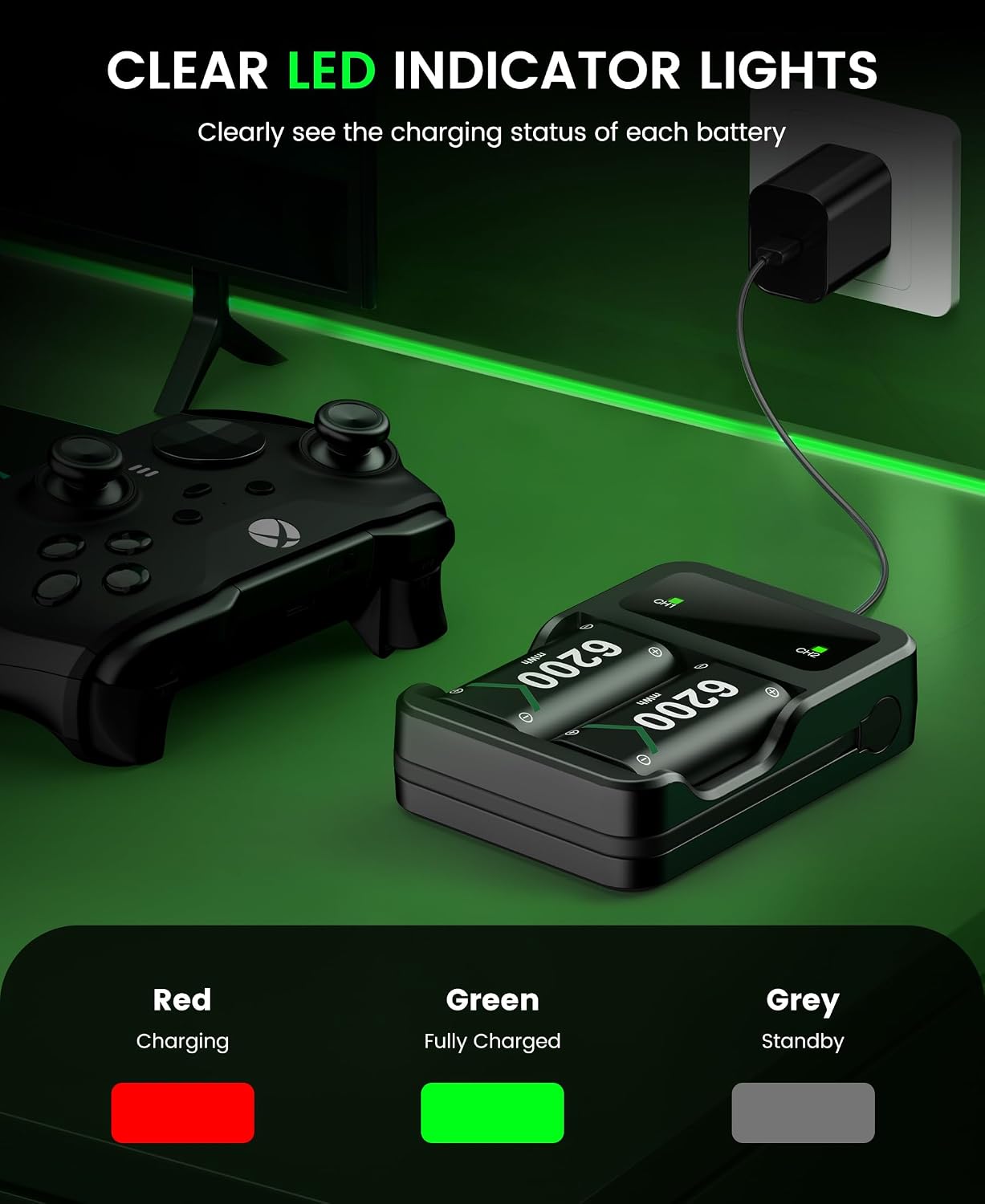 Thumbnail 4 de HELLCOOL Rechargeable Battery Pack 6200mWh for Xbox controllers