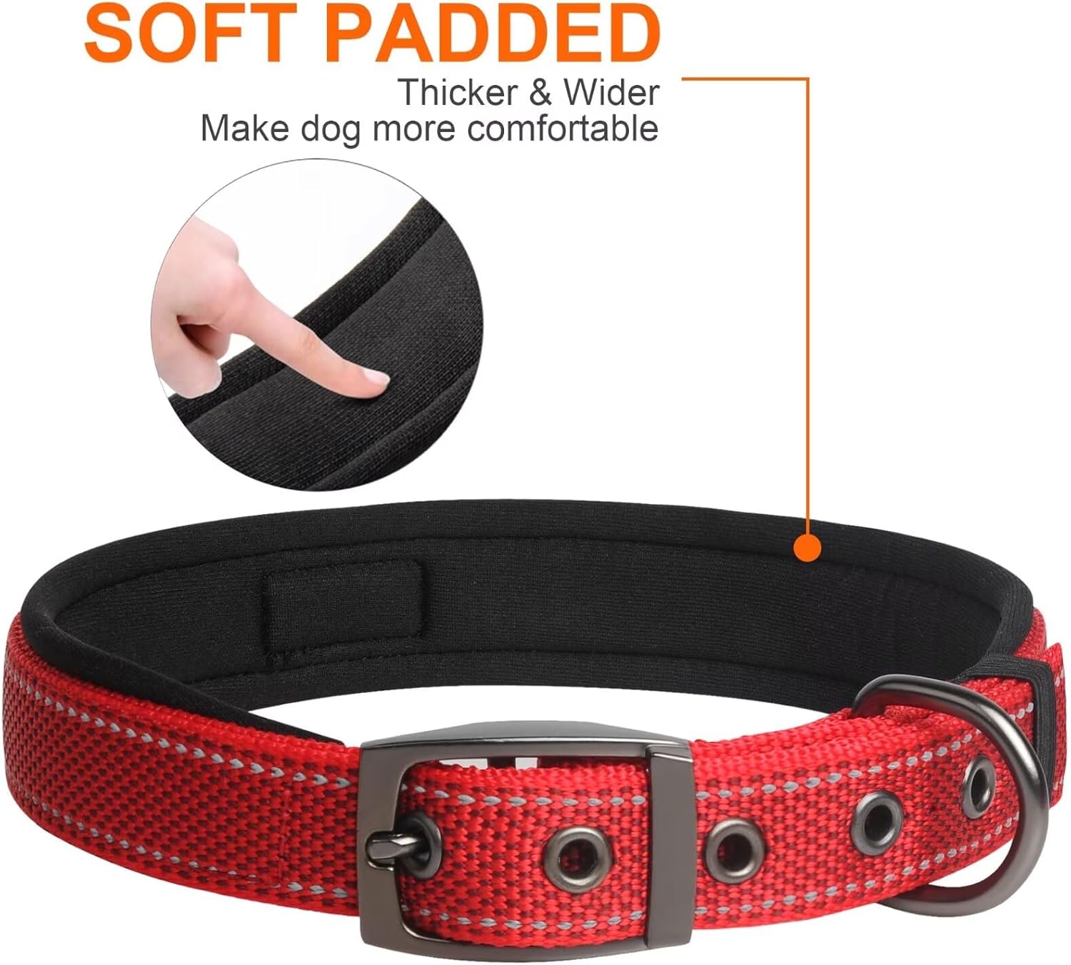 Detalle de Fida Padded Dog Collar with Metal Buckle