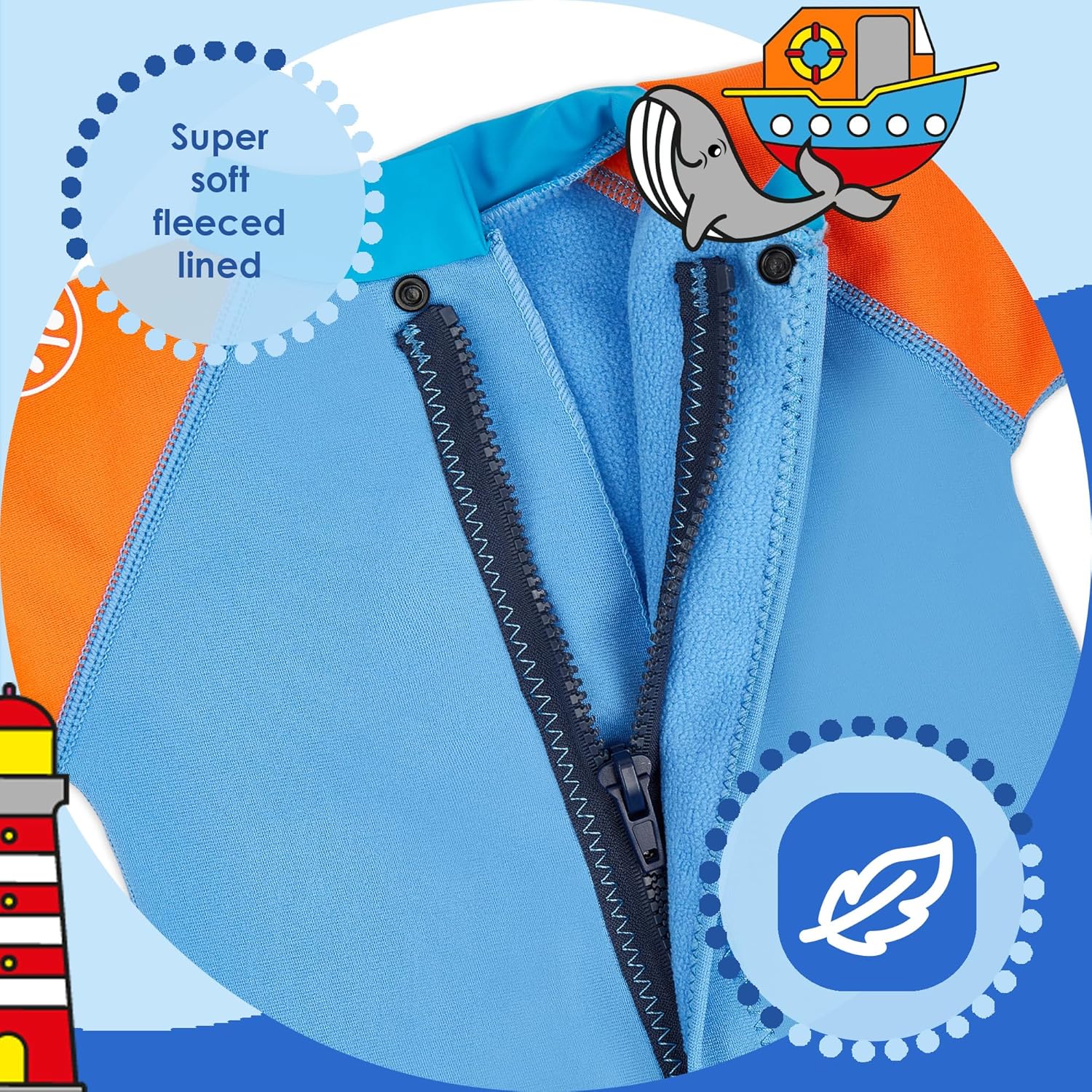 Detalle de Swimbest Warmsuit: Fleece-Lined Baby Swimming Suit with UPF50+ Protection