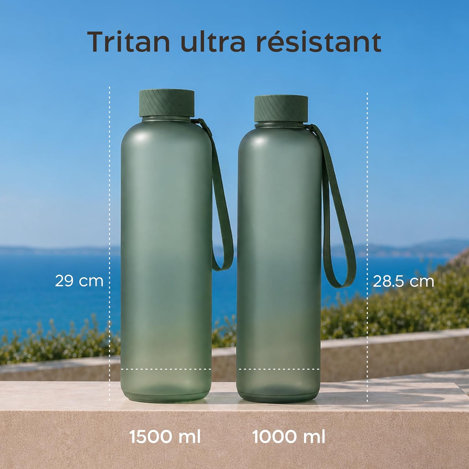 Detalle de Twinzee Gourde 1L Tritan – Anti-fuite, sans BPA – Vert Forêt