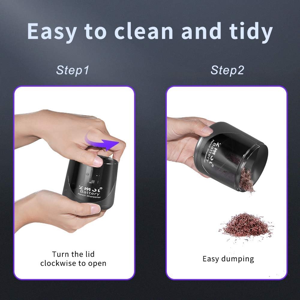 Detalle de ZMOL Electric Pencil Sharpener: Battery-Operated 6–8mm with 3 Blade Holders