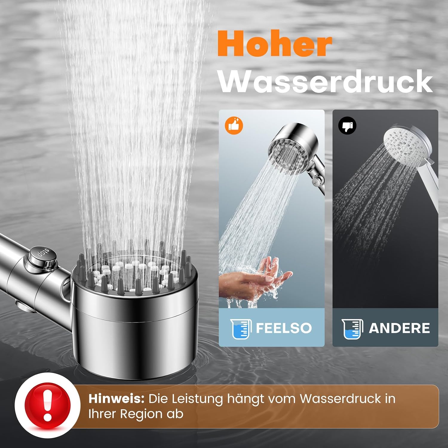 Thumbnail 2 de FEELSO Duschkopf Hochdruck 15-Schicht-Filter
