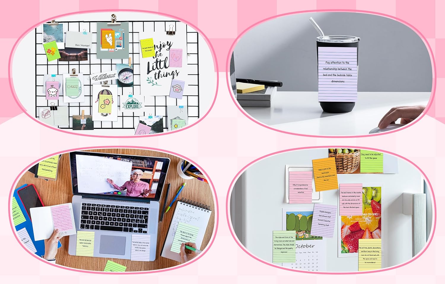 Thumbnail 3 de VIPSTAR 4 x 6 In Lined Sticky Notes, 15 Pads in Pastel Colors