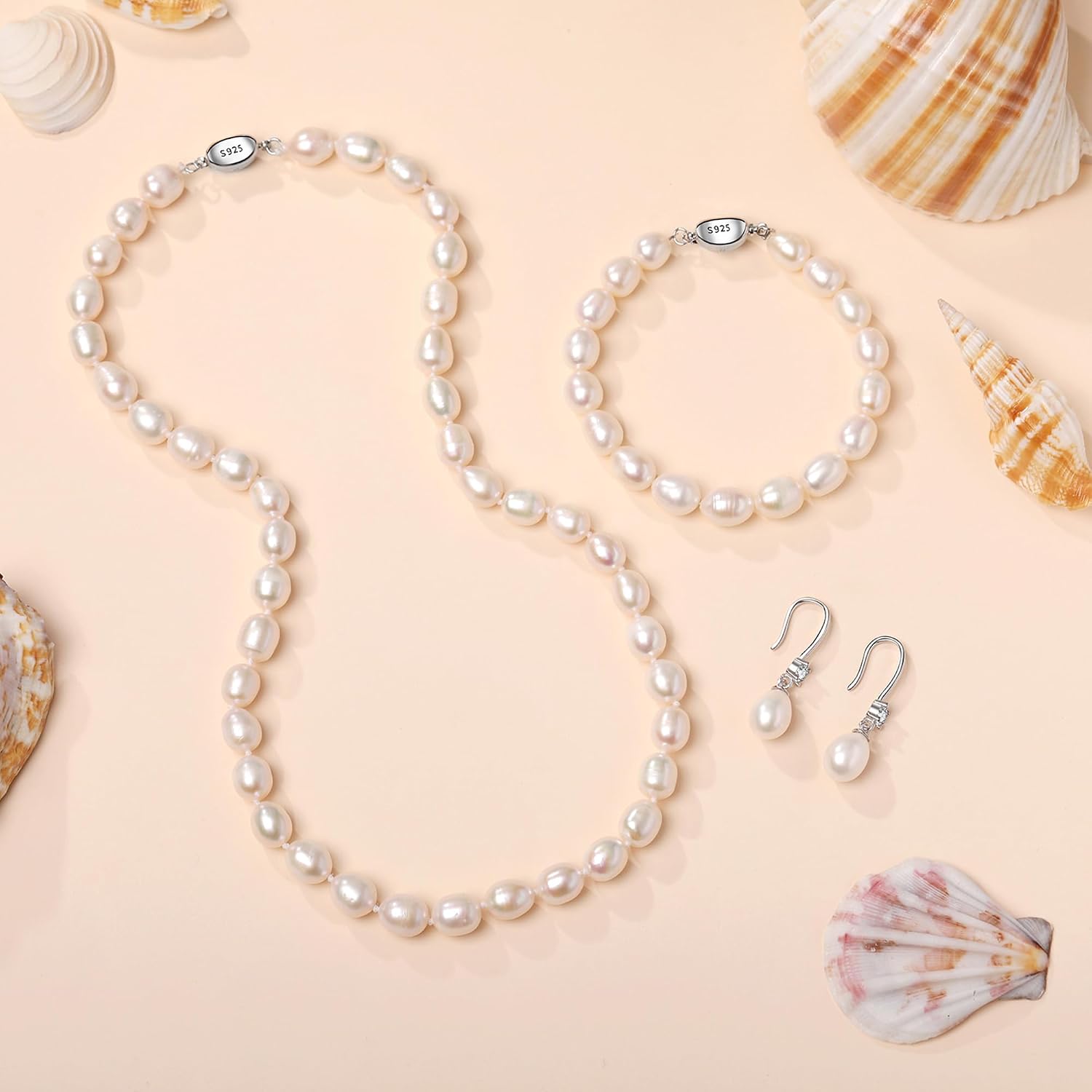 Detalle 2 de BAMIKI Pearl Jewelry Set with 925 Sterling Silver