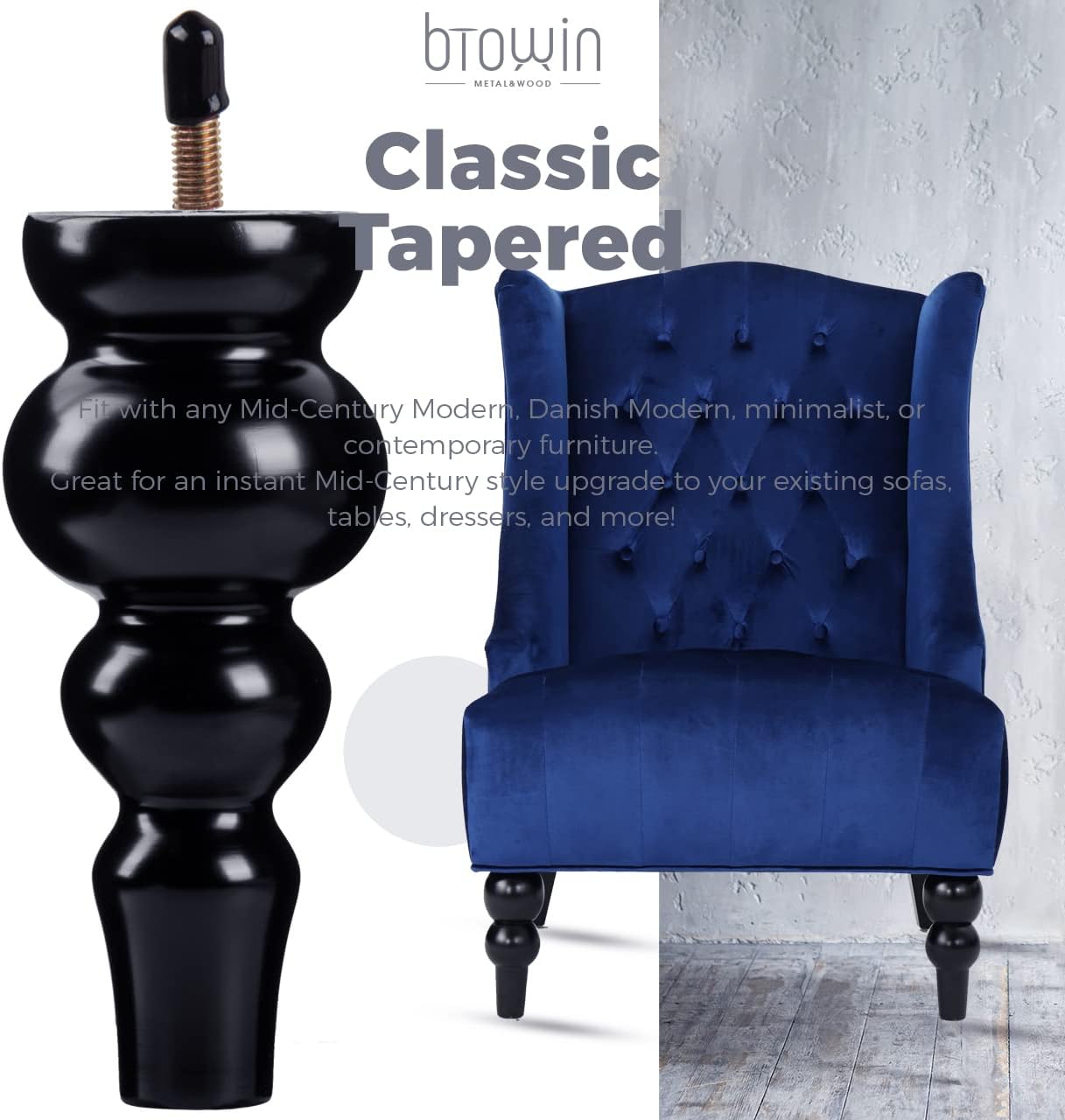 Detalle 2 de Btowin Wooden Furniture Legs, 9 Inch