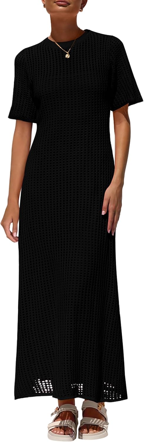 Detalle de PRETTYGARDEN Womens Eyelet Cover Up Dress (2-Piece Hollow Out Resort Maxi) for Summer Vacation