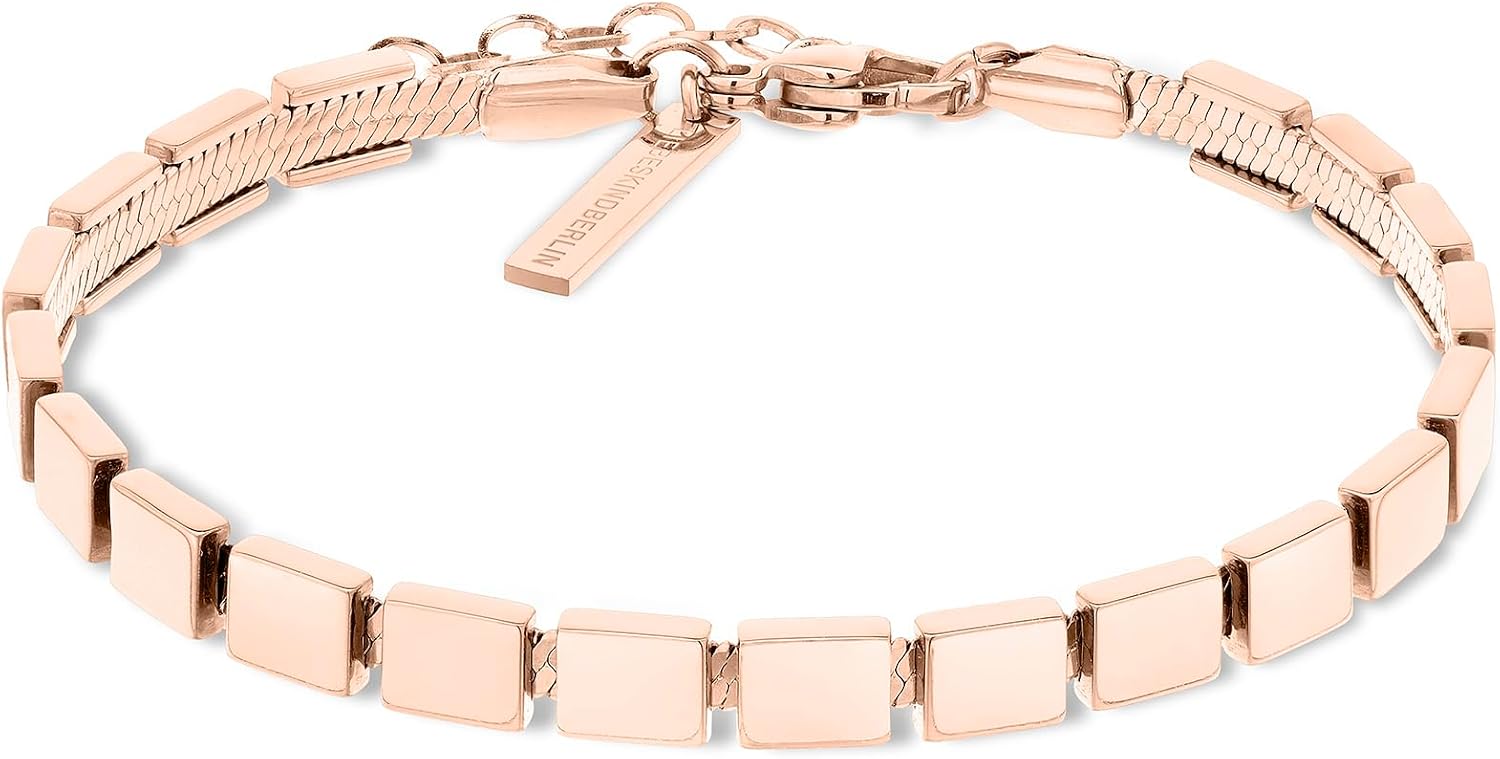 Detalle de LIEBESKIND BERLIN Damen Schmuck: Armband aus Edelstahl in Roségold-Optik (21 cm) – Schlagenkette
