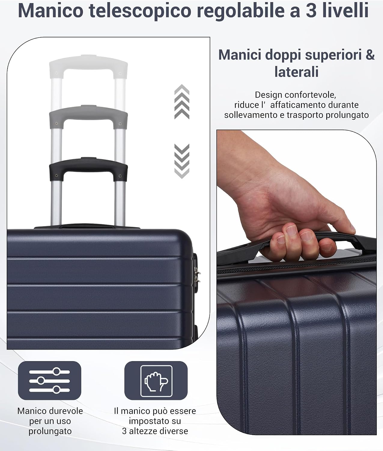Detalle 2 de Shavont Bagaglio da Stiva Media – Valigia da Viaggio rigida ABS+PC con 4 ruote spinner e lucchetto