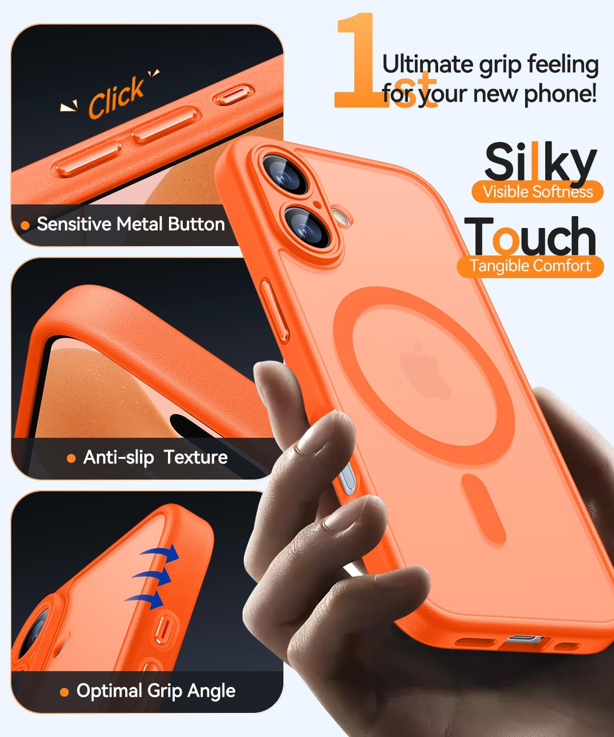 Thumbnail 6 de CANSHN Cover Magnetica per iPhone 17 (6,3 Pollici) – Protezione completa fotocamera, MagSafe e design opaco traslucido arancione