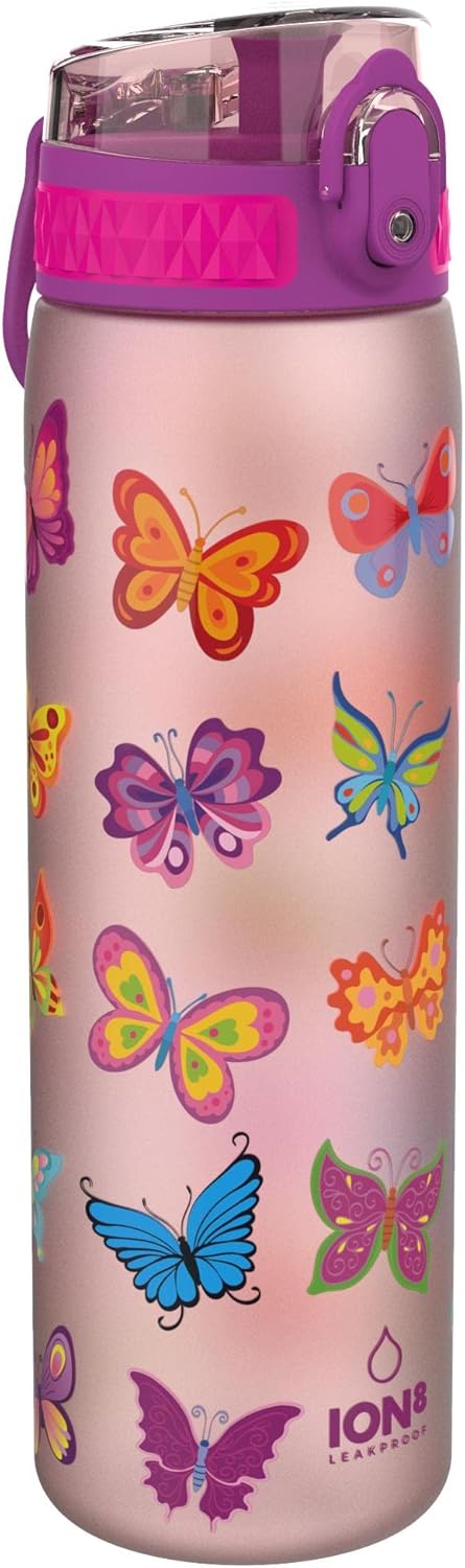 Detalle de Ion8 Gourde 500 ml – anti-fuite, facile à ouvrir, sans BPA, lavable au lave-vaisselle – motif papillon