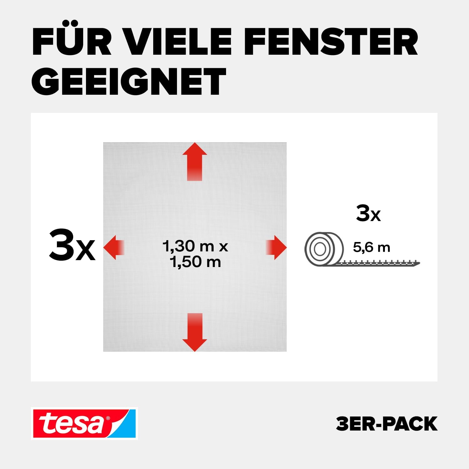 Detalle de tesa INSECT STOP Klett-Fliegengitter für Fenster (3er Set) zuschneidbar, anthrazit – ohne Bohren