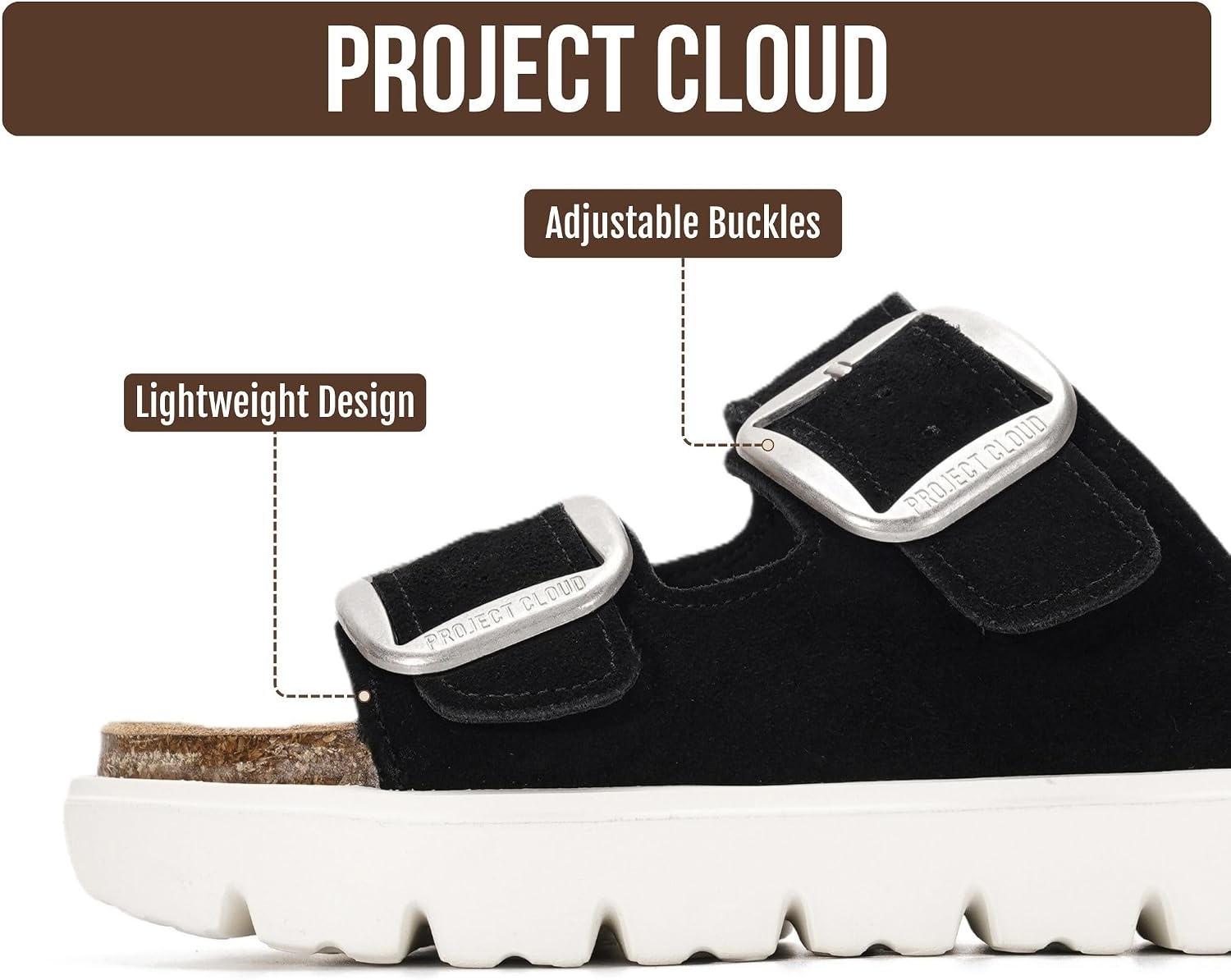 Detalle de Project Cloud Platform Sandals: Genuine Leather, Cork Footbed, 1.7-Inch Lift