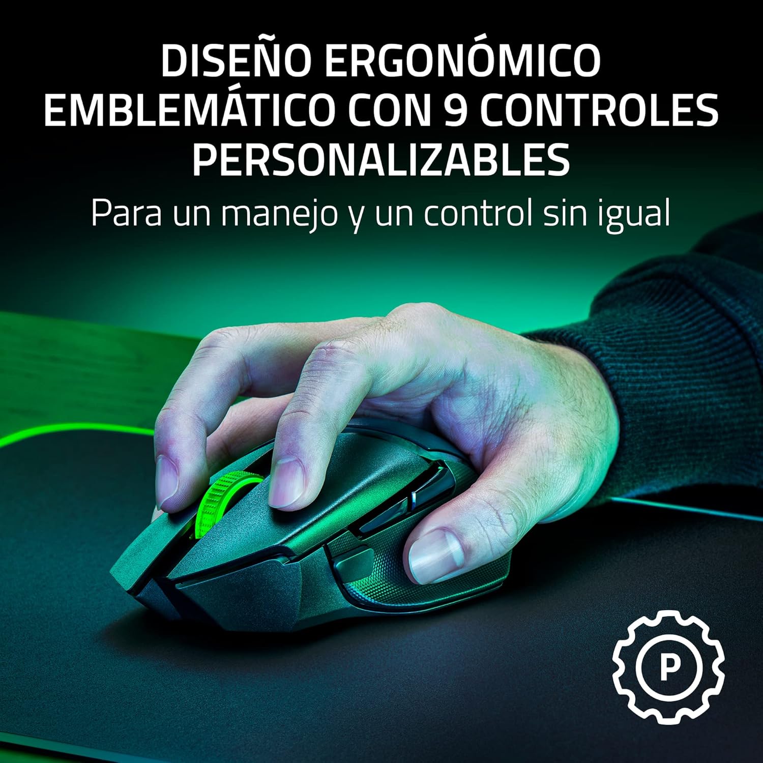 Detalle de Razer Basilisk V3 X HyperSpeed 🖱️ Mouse gaming inalámbrable personalizable