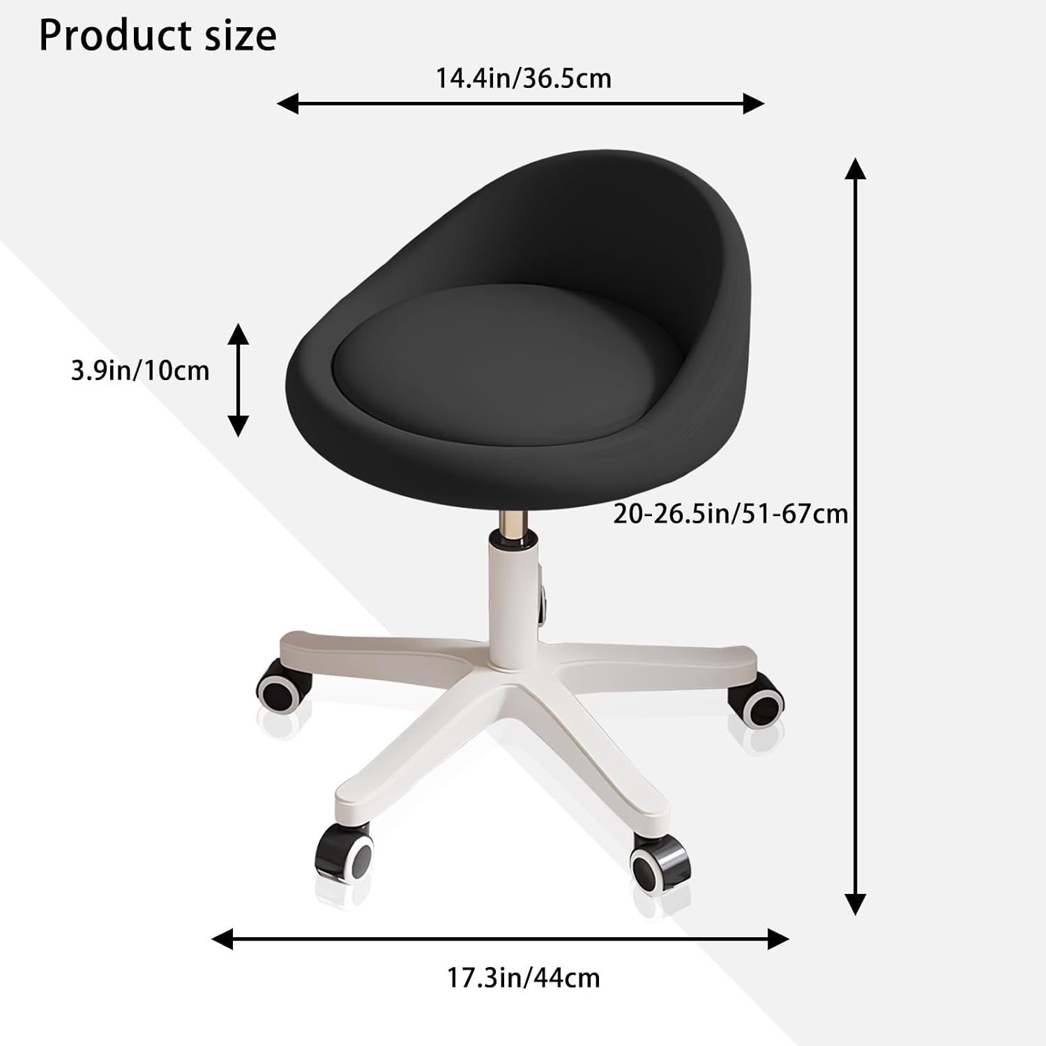 Detalle 2 de Rolling Stool Ergonomic Swivel Seat 14.4-inch
