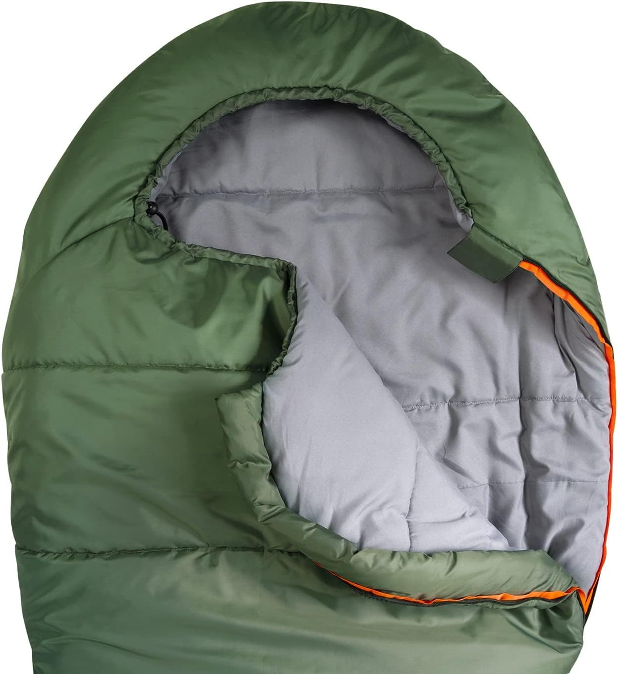Detalle de Amazon Basics Sacco a Pelo per Campeggio ed Escursioni a Clima Freddo - Mummia, Verde Oliva, 83.8 x 208 cm