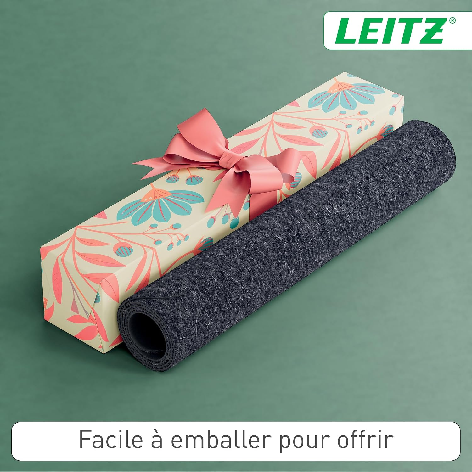 Detalle de Tapis de bureau Leitz grand format en feutre 70x36 cm – Sous-main antidérapant gris