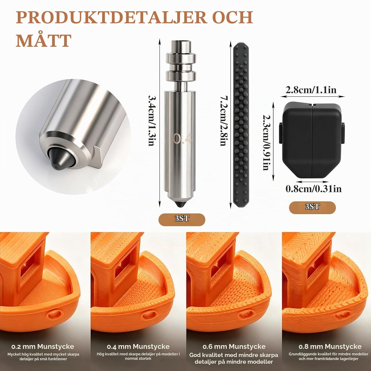 Detalle de INQUIRLLY 0,4 mm härdade stålmunstycken för Anycubic Kobra X, 3-pack