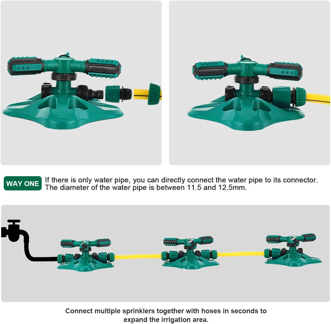 Thumbnail 2 de WISDOMWELL Garden Sprinkler: 360° Rotating 3-Arm Irrigation for Large Lawns