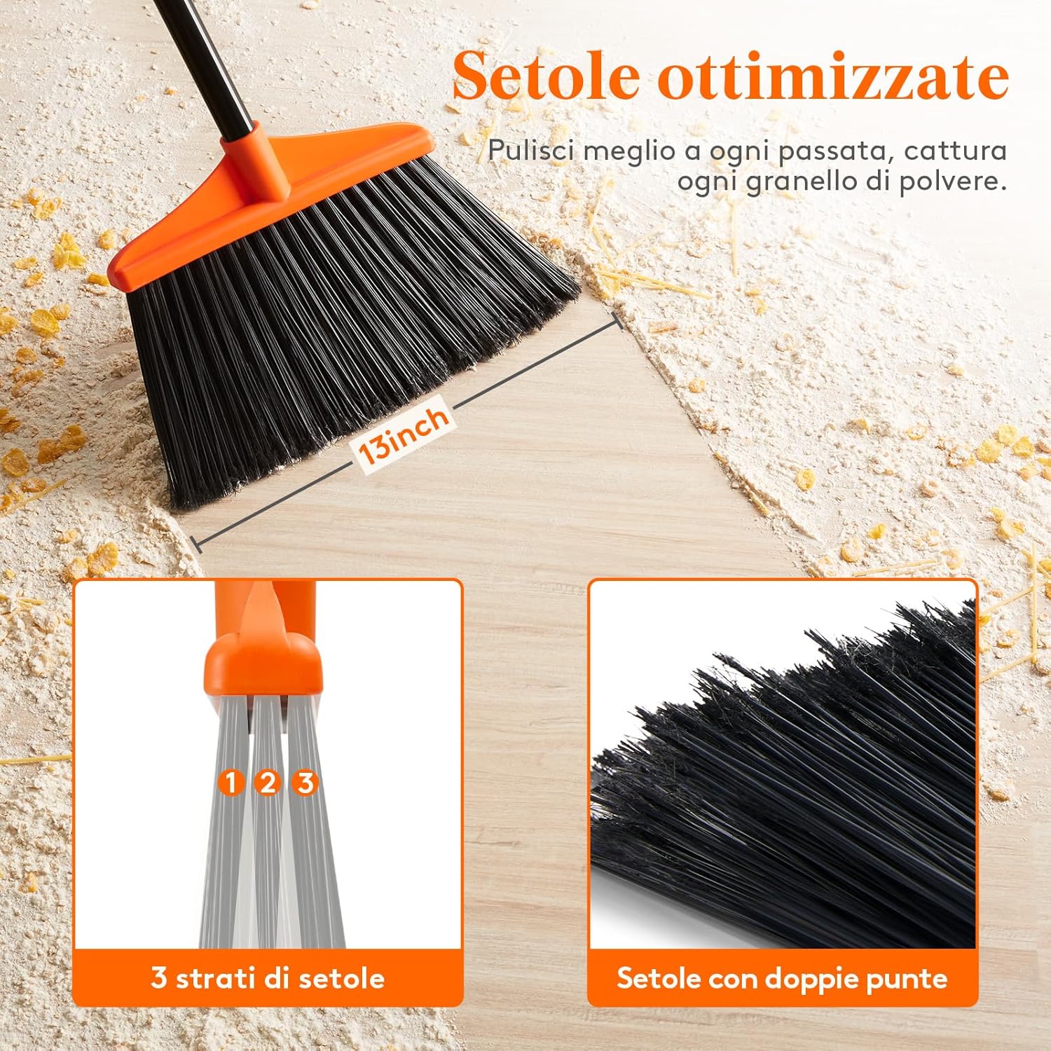 Thumbnail 1 de Lifewit Scopa da Esterno 135 cm – Scopa da Giardino con Manico Regolabile, 2 Pezzi, Ø 33 cm di spazzola