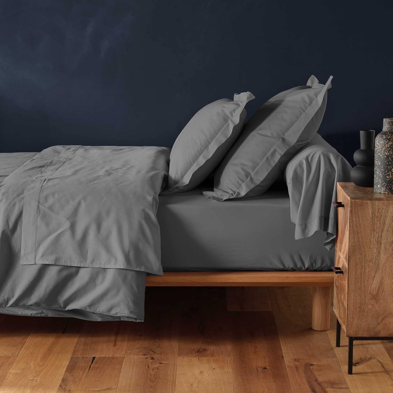 Thumbnail 2 de Douceur d'intérieur, Drap Housse Lina Anthracite (160 x 200 cm) – 100% coton