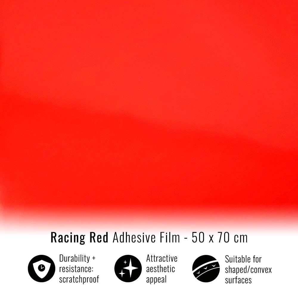 Detalle de Foglio Pellicola Adesivo Rosso Corsa per Wrapping 50 x 70 cm – Rosso Vivo Sport