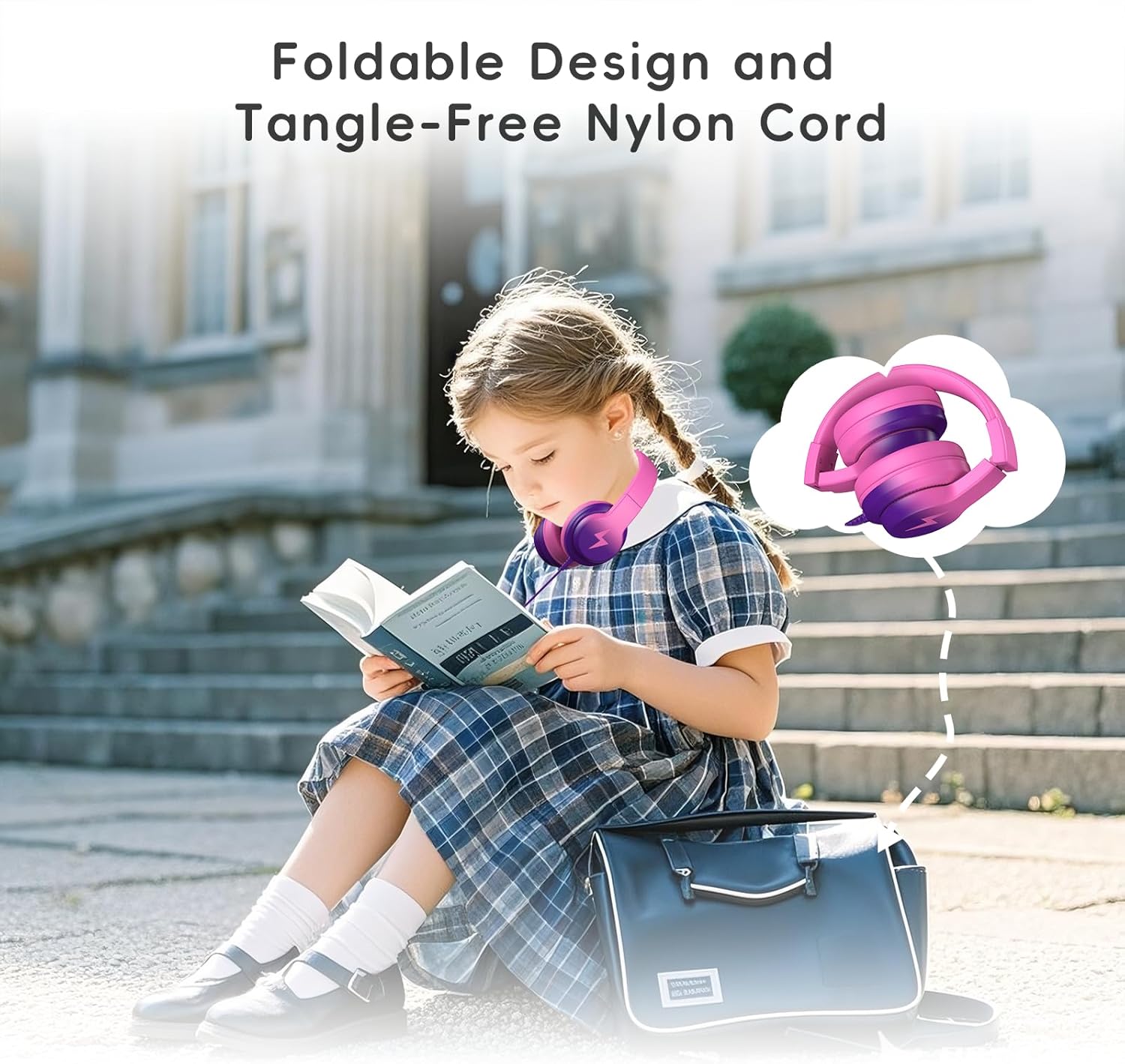 Thumbnail 5 de Candy Bila Kinder-Kopfhörer mit Kabel (85/94 dB) und HD-Mikrofon – faltbar, Over-Ear, Lila-Rosa Farbverlauf