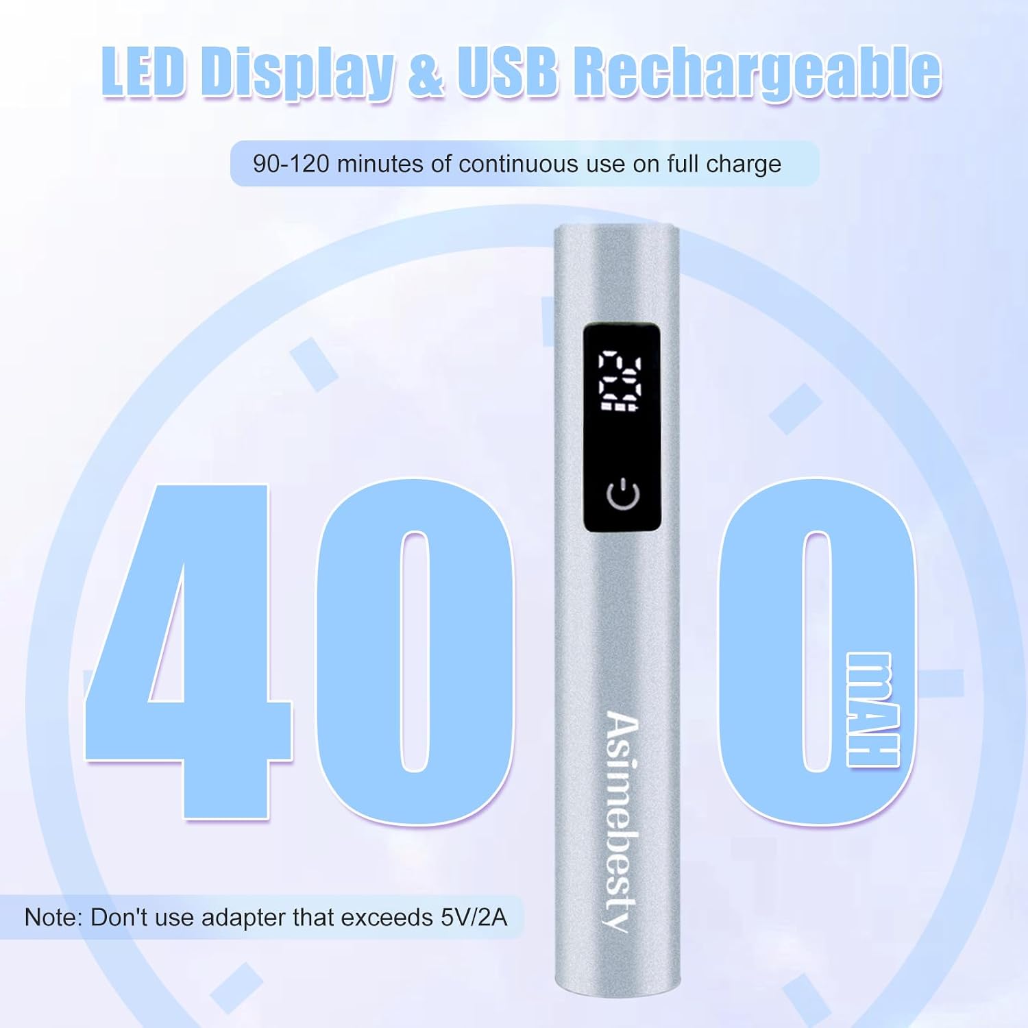Detalle de Asimebesty UV Lampe für Gelnägel – kompakt, wiederaufladbar und mit Ständer