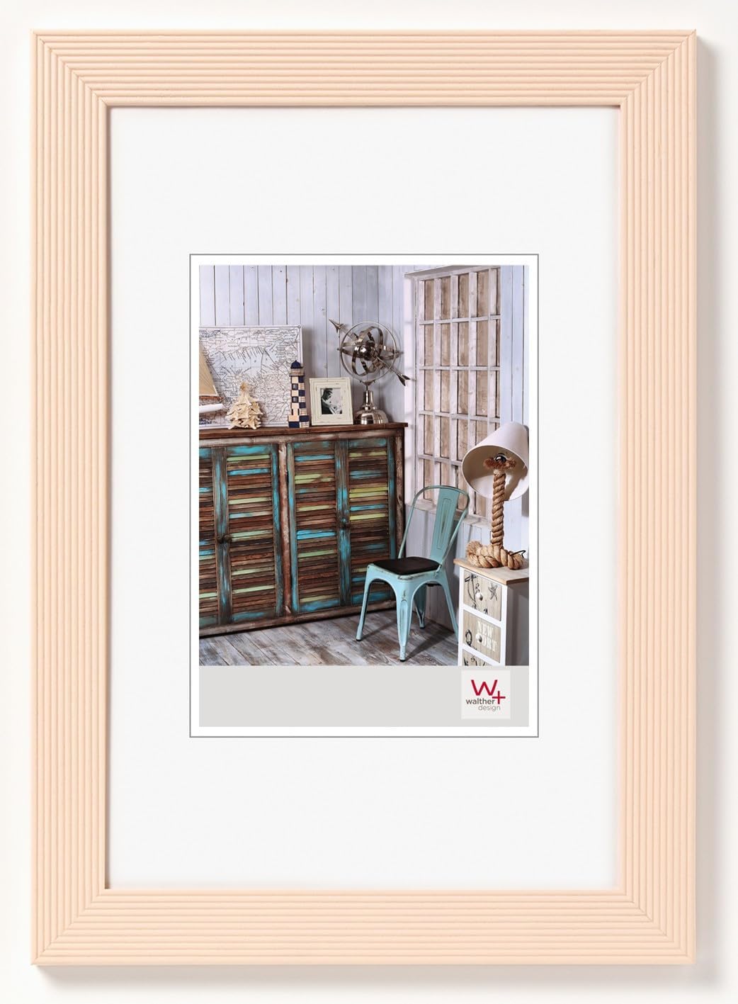 Detalle de Walther Design Cadre Photo crème 40 x 50 cm – Cadre en bois HI050C