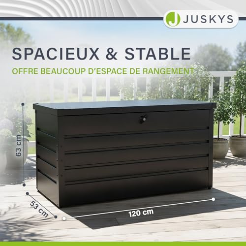 Thumbnail 7 de Juskys Boîte de Rangement Limani 380L en Métal – Coffre d'extérieur étanche et verrouillable (Anthracite)