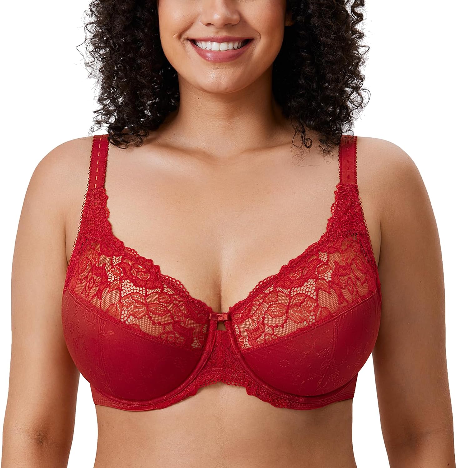 Detalle de DELIMIRA Femme soutien-gorge grande taille minimiseur avec armatures et dentelle non rembourré