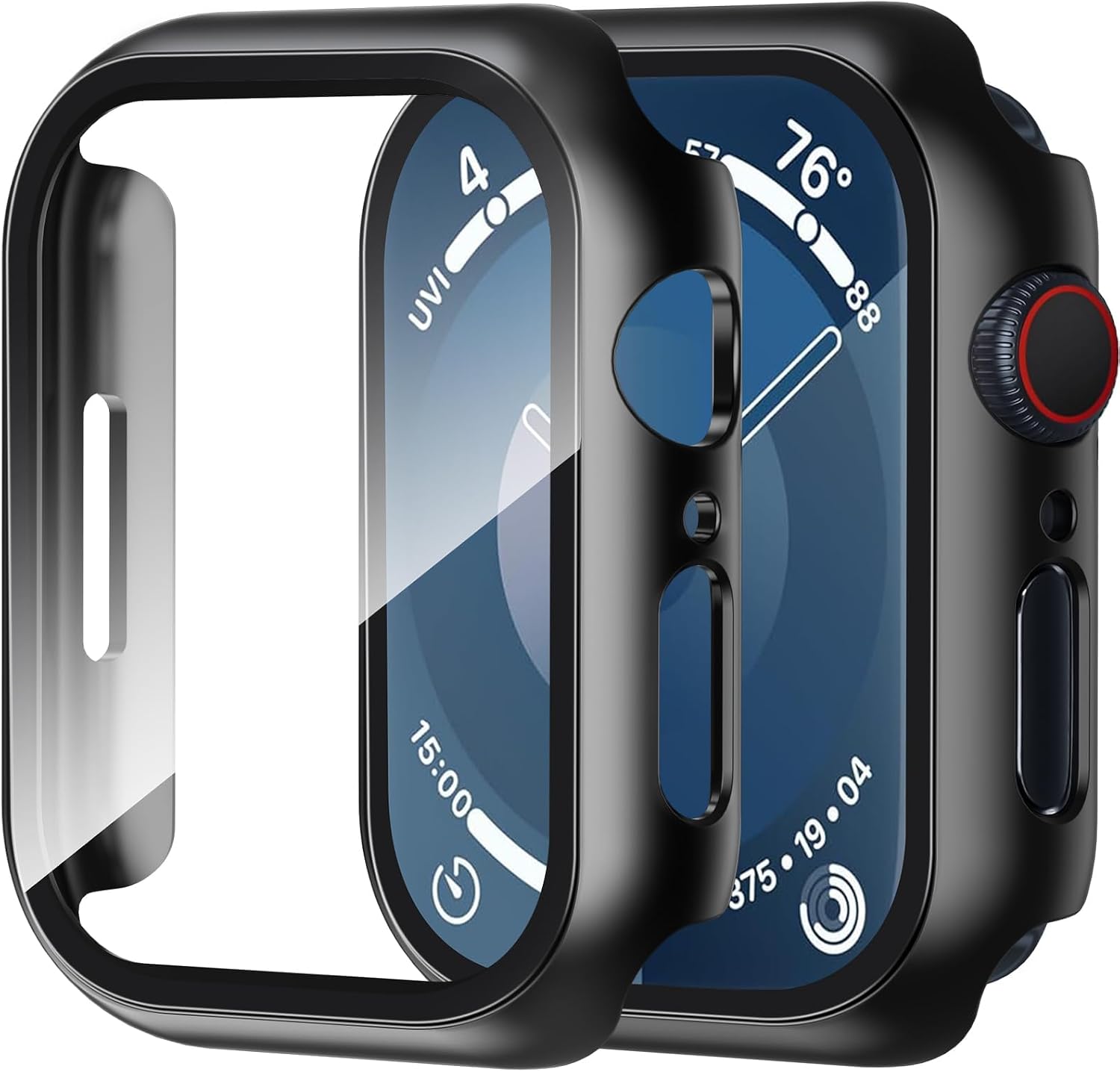 Detalle de Smiling 2-Pack Apple Watch Case for 40mm Models, Black PC and Tempered Glass