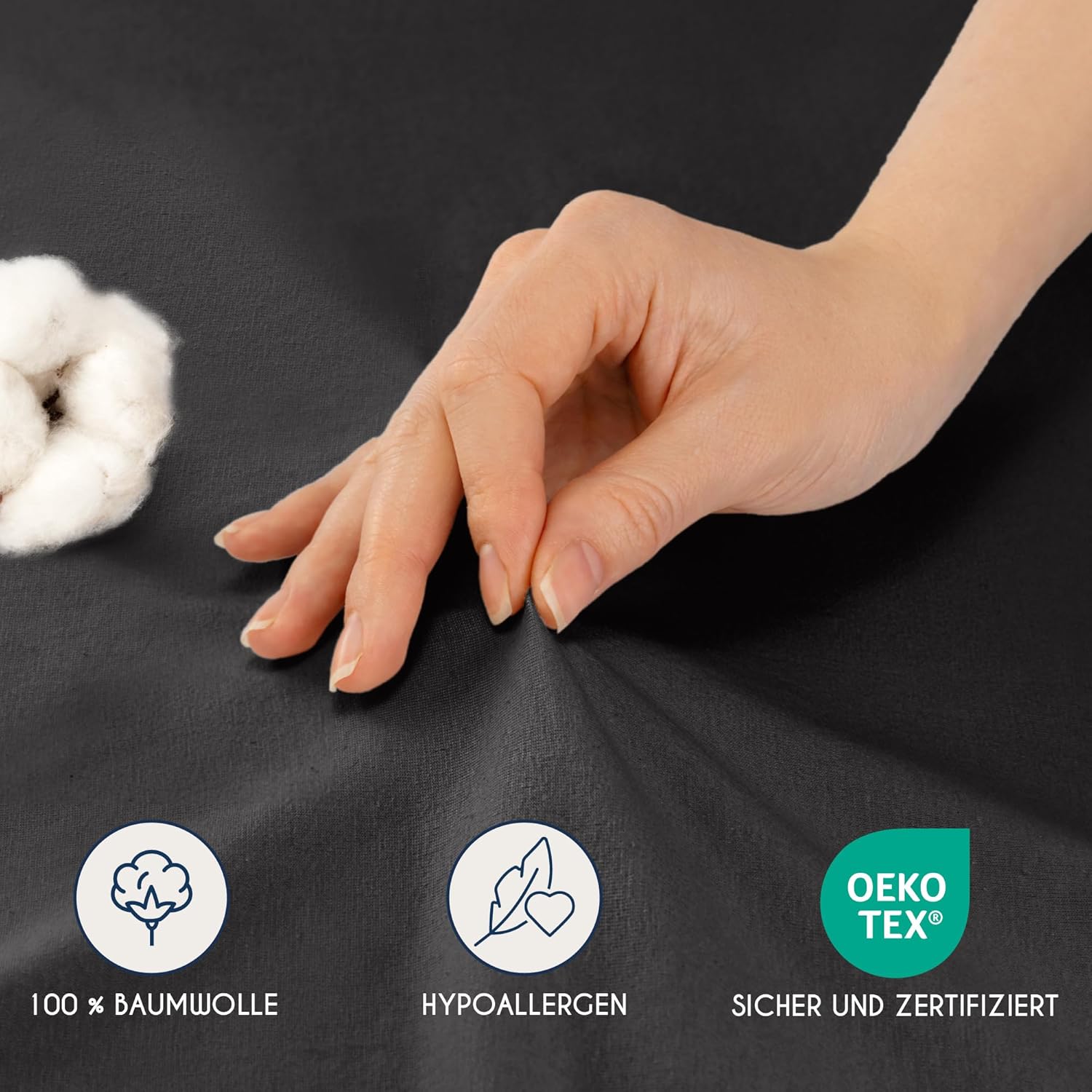 Detalle 2 de Dreamzie Premium Topper Spannbettlaken 140x200 cm / 160x200 cm – Jersey Baumwolle, OEKO-TEX, extra niedrige Seitenhöhe