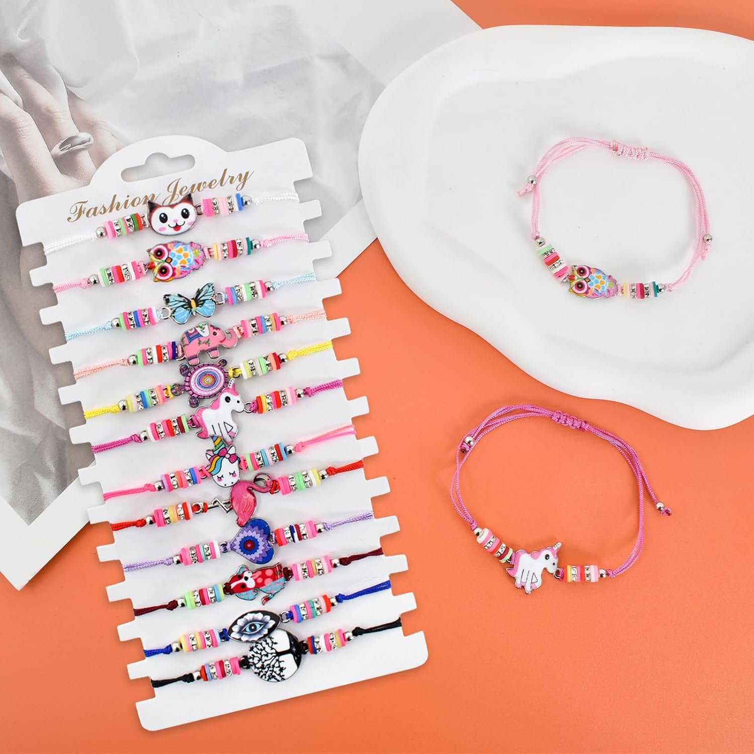 Detalle de SAVOSWEET Friendship Bracelets for Girls – 12 Pack: Adjustable Handmade Woven Paul–style Bead Bracelets